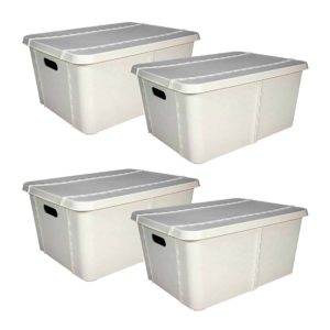 Pack of 4 storage boxes with lids 45l