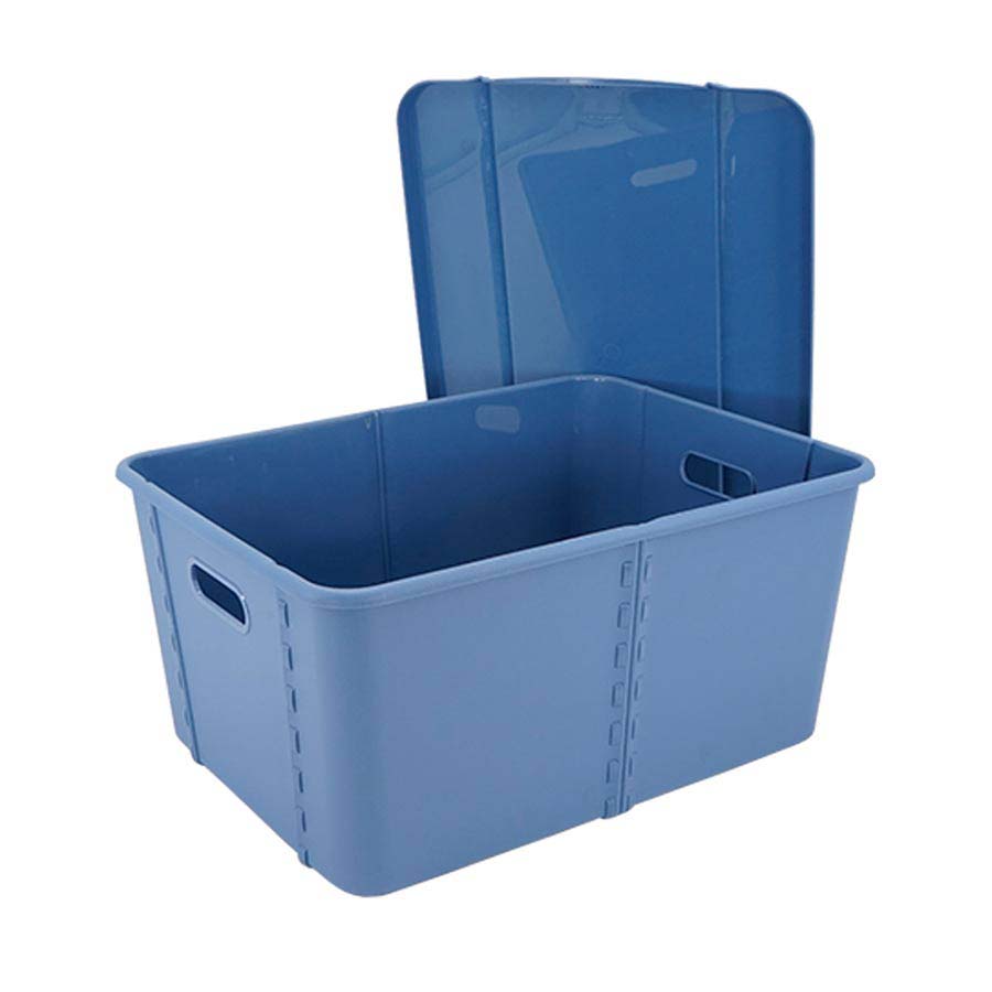 vidaXL Caja de almacenaje con tapa 4 uds tela azul celeste 32x32x32 cm –  Bechester