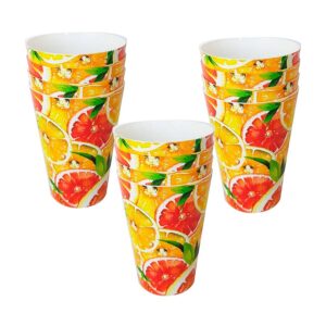 Pack of 12 reusable plastic cups orange summer