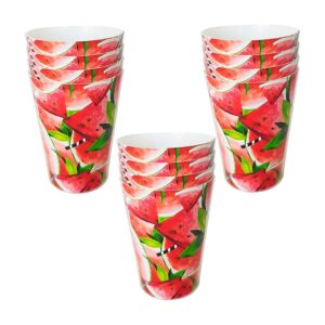 Pack of 12 reusable plastic cups watermelon