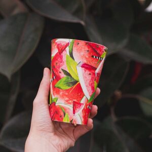 Pack of 12 reusable plastic cups watermelon