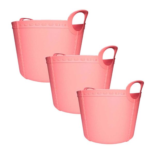 Pack of 3 Craft organising baskets pink
