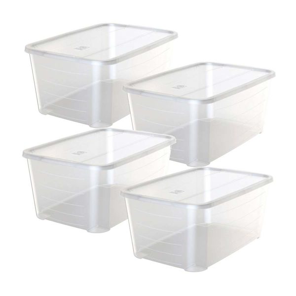 Pack of 4 Life Story storage boxes 45l
