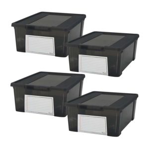 Pack of 4 storage boxes with a whiteboard black