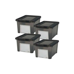 Pack of 4 storage boxes with a whiteboard black