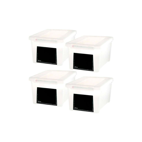 Pack of 4 storage boxes with a whiteboard white 5l