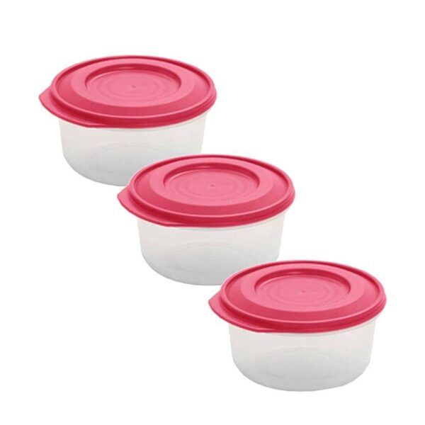 Set of 3 circular airtight containers 0.25L Coral