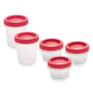 Set of 5 Twist’n Go Coral airtight containers